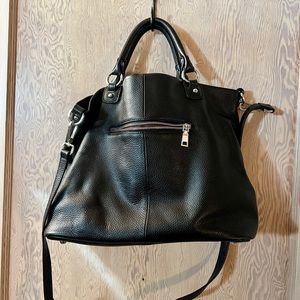 Black pebbled, leather large bag